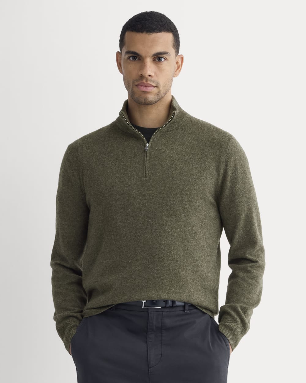 Cashmere Quarter Zip Sweater | Heathered Army Green – Everlane