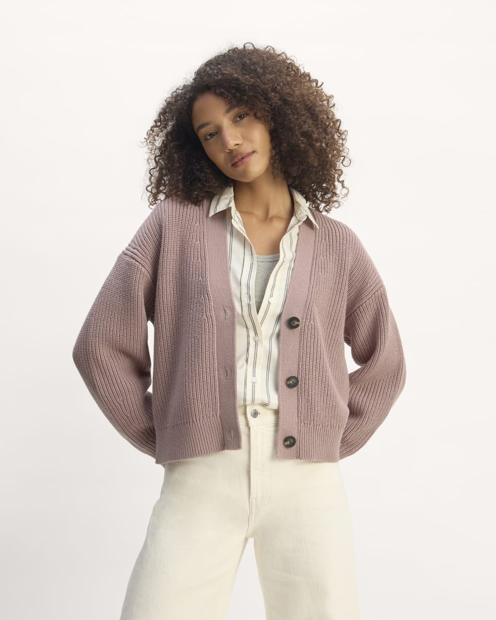 The Boxy Cardigan in Everyday Cotton Dusty Rose – Everlane