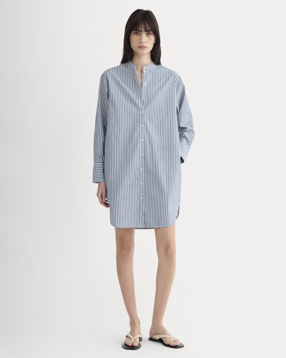 The Relaxed Shirt Dress in Ultrasoft Cotton | Bone / Mazarine Blue Everlane The Relaxed Shirt Dress in Ultrasoft Cotton | Bone / Mazarine Blue Everlane
