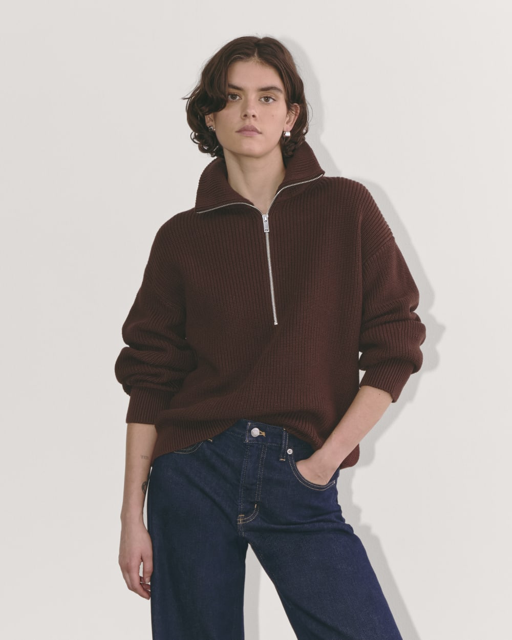 The Half-Zip in Everyday Cotton | Dark Mahogany – Everlane