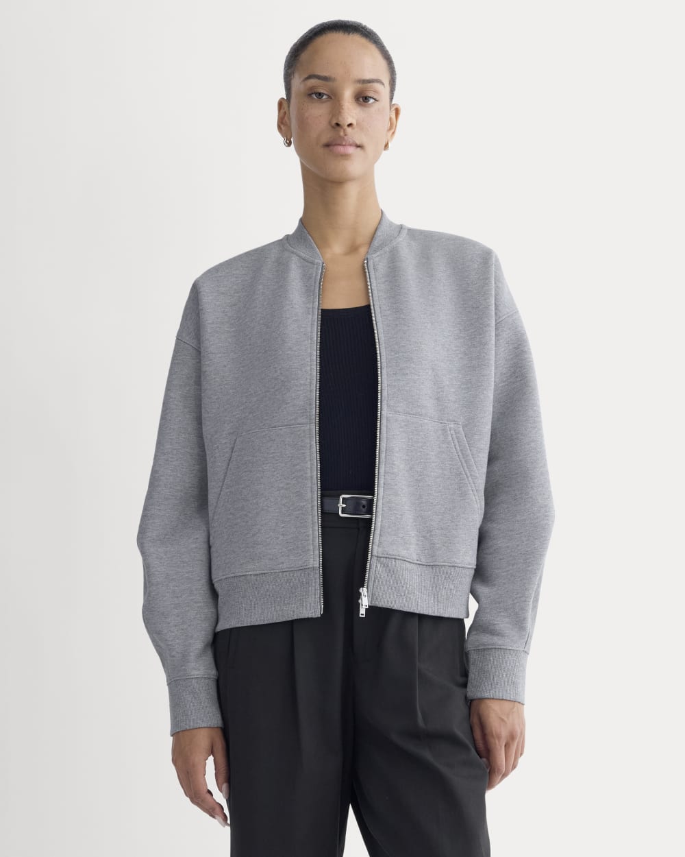 Luxe Fleece Bomber Jacket Vintage Heather Grey – Everlane