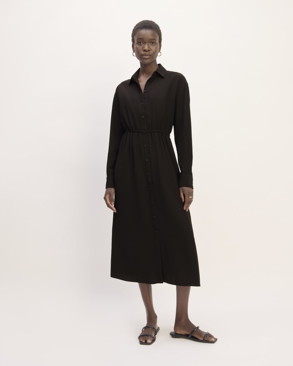The Mini Jacquard Stripe Shirt Dress | Black – Everlane