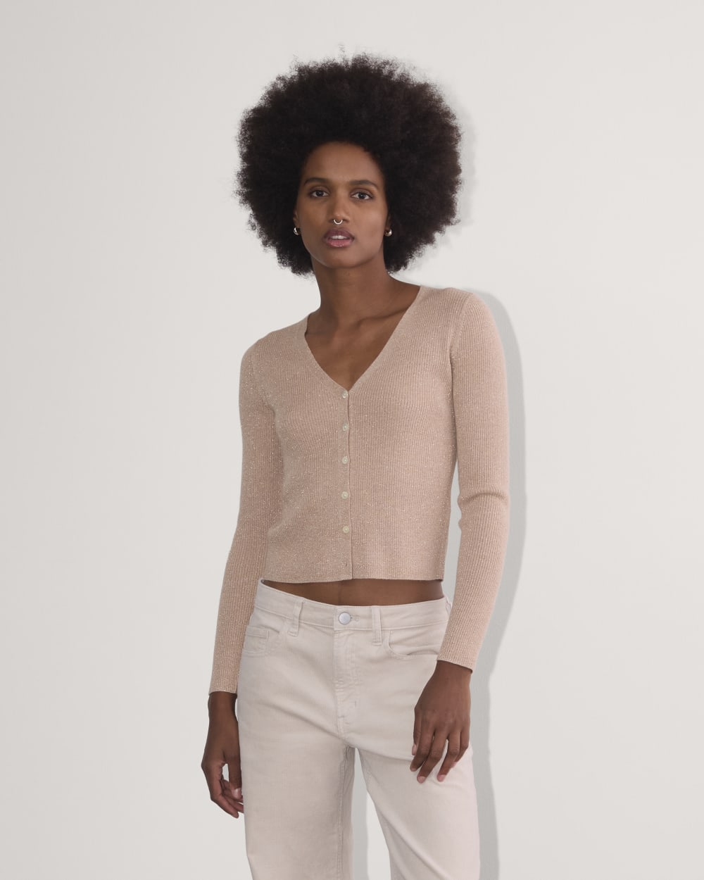 The Cardigan in Lurex Merino | Rose Gold – Everlane