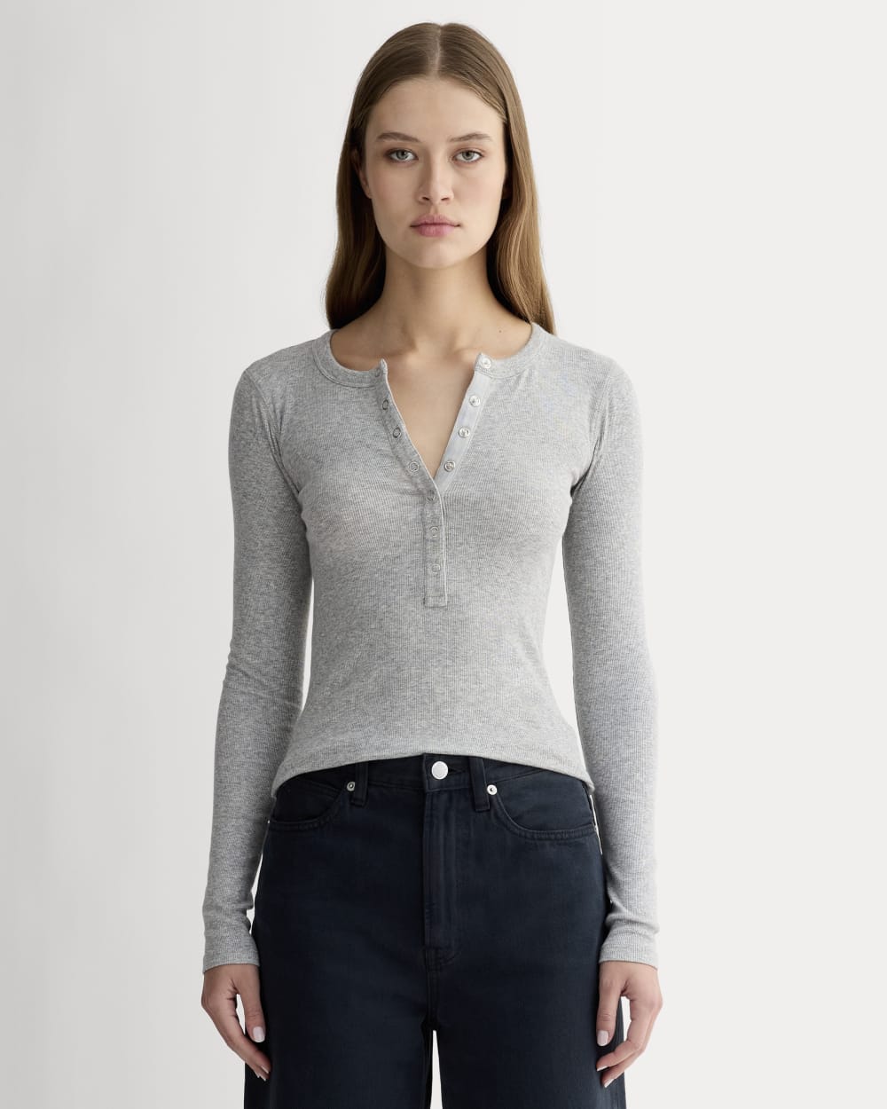 The Luxe Rib Henley | Heathered Grey – Everlane