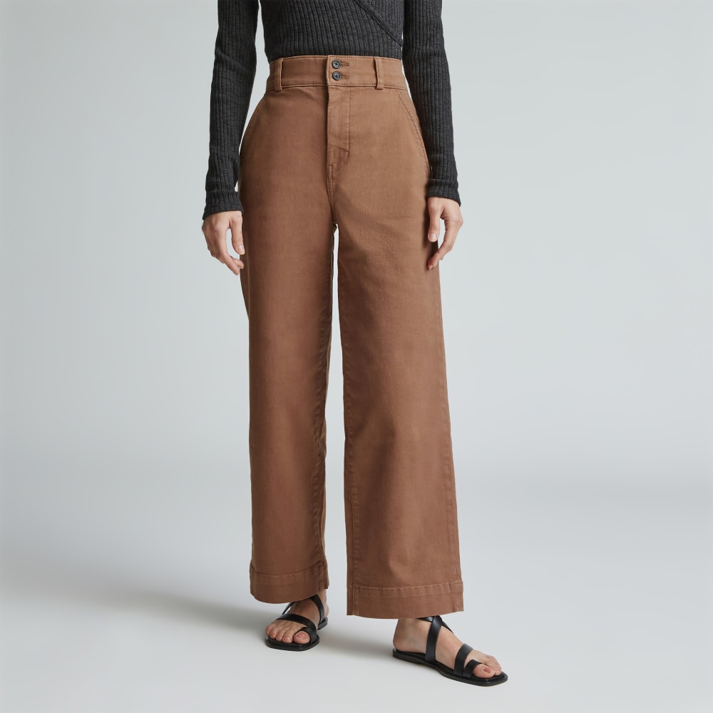 womens-twill-wide-leg-pant-cocoa-brown | alt