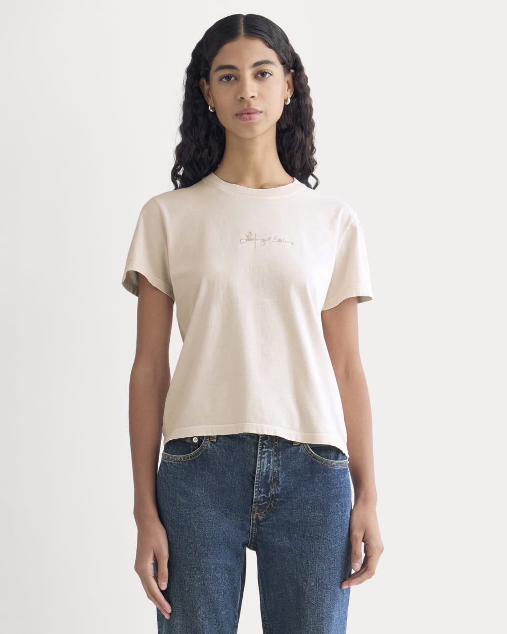 everlane-x-laufey-foundation-box-cut-tee-pale-peony | primary