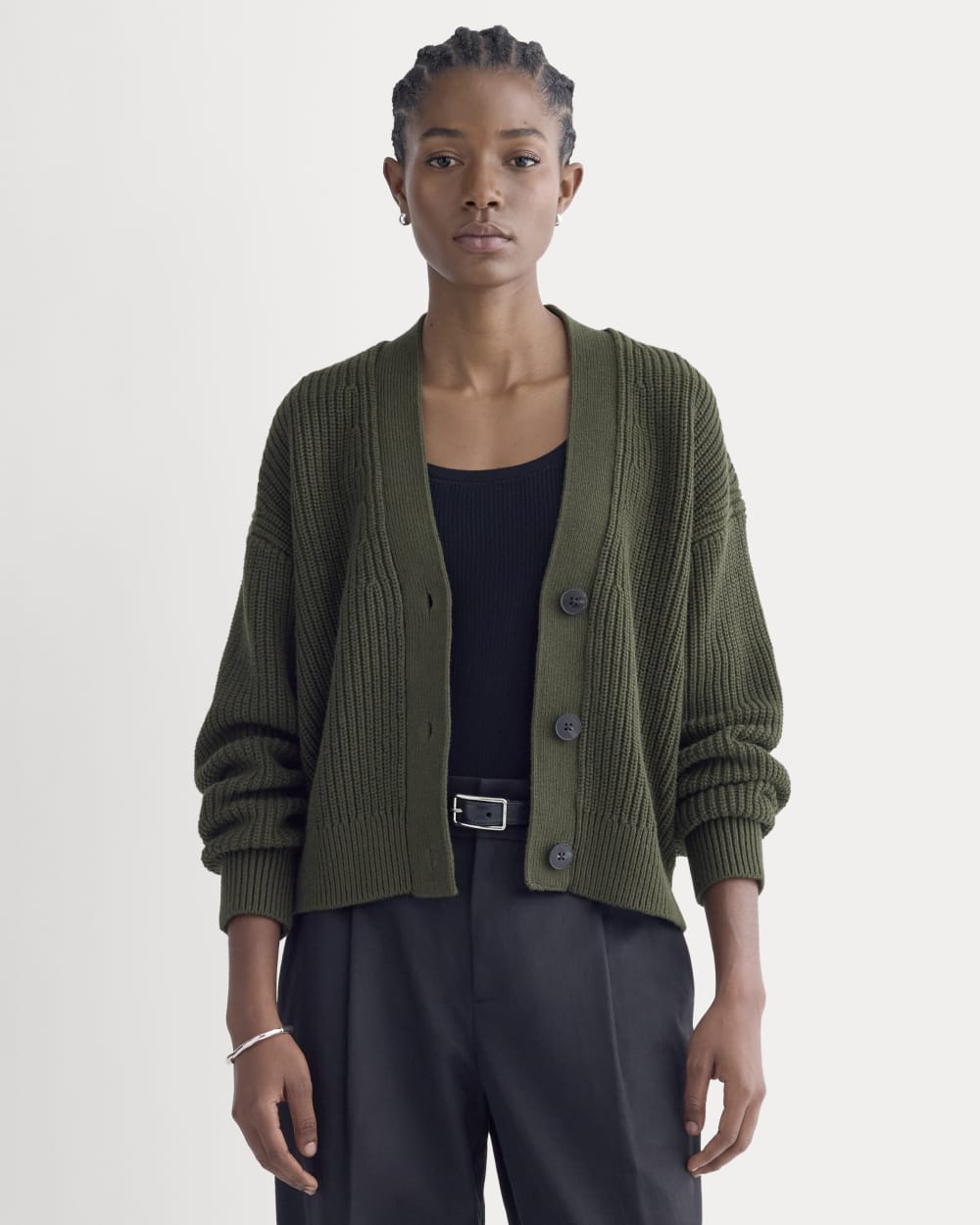 The Boxy Cardigan in Everyday Cotton | Dark Green – Everlane