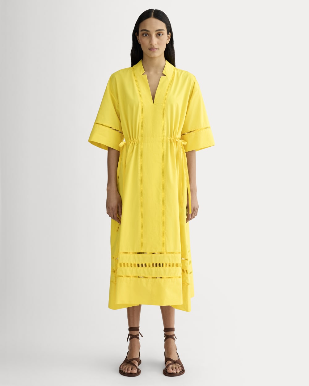 The Lace Trim Caftan Dress | High Visibility Yellow Everlane The Lace Trim Caftan Dress | High Visibility Yellow Everlane