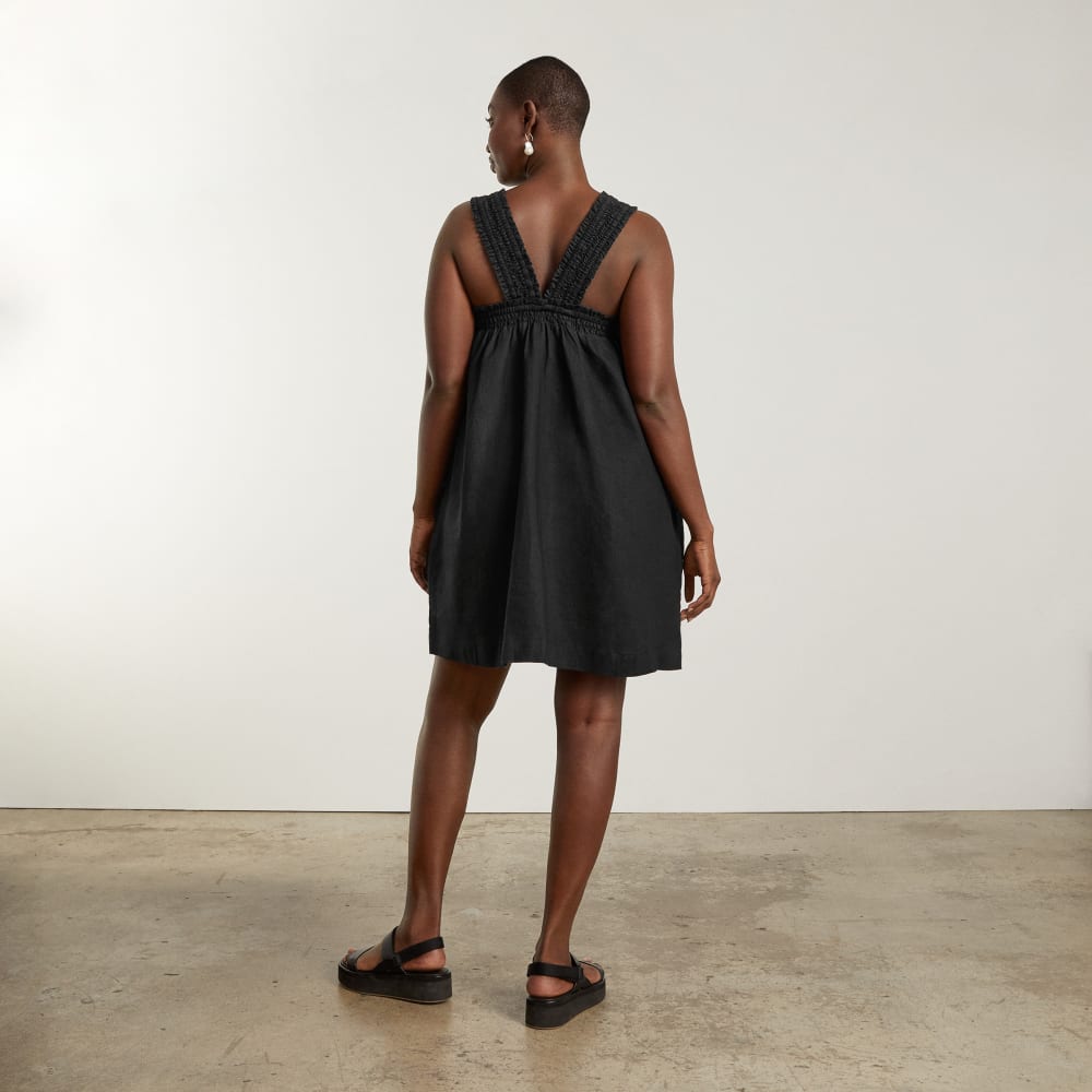 womens-smocked-linen-dress-black