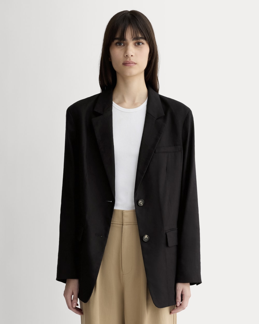 womens-oversized-blazer-stretch-linen-black | primary