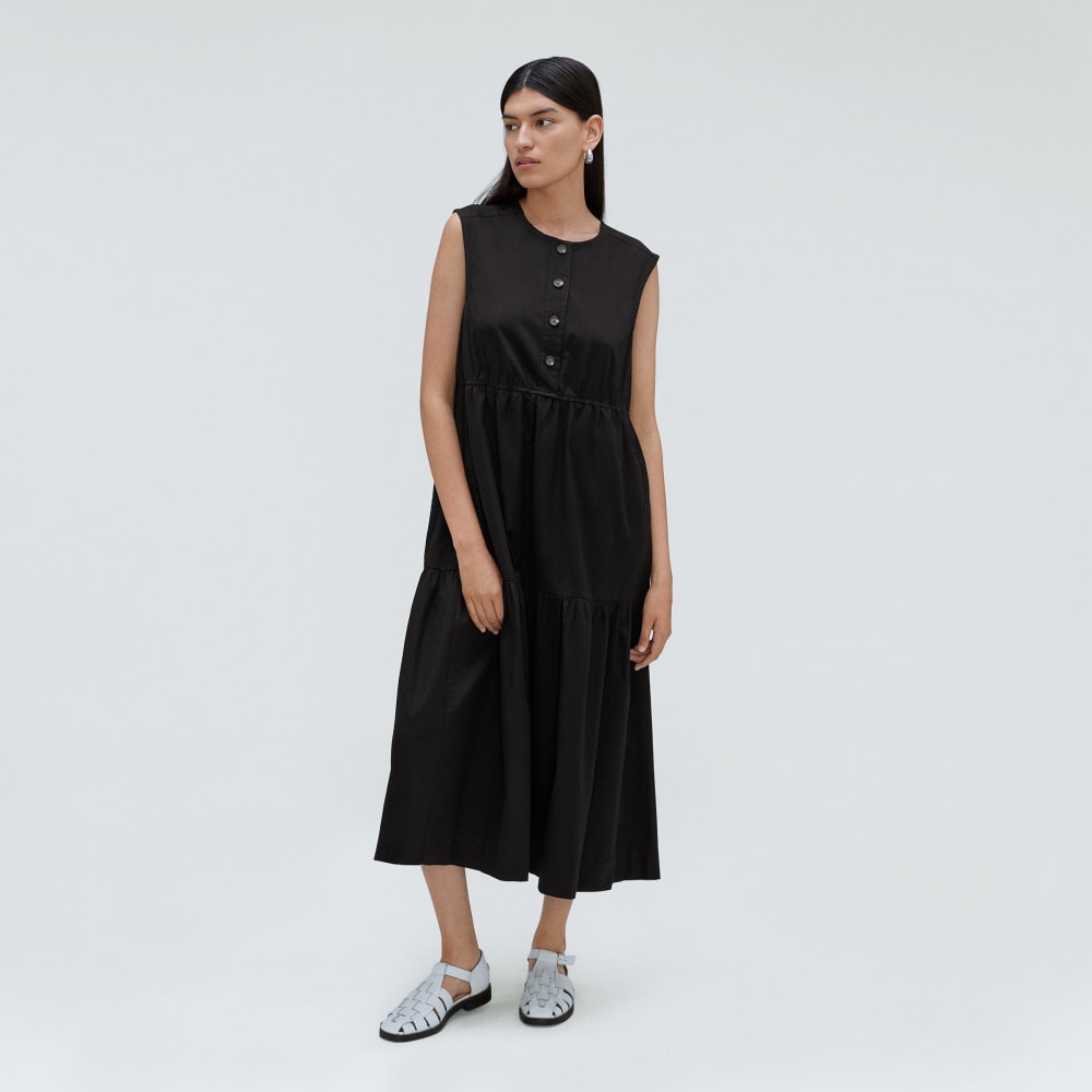 womens-tiered-midi-dress-black | primary