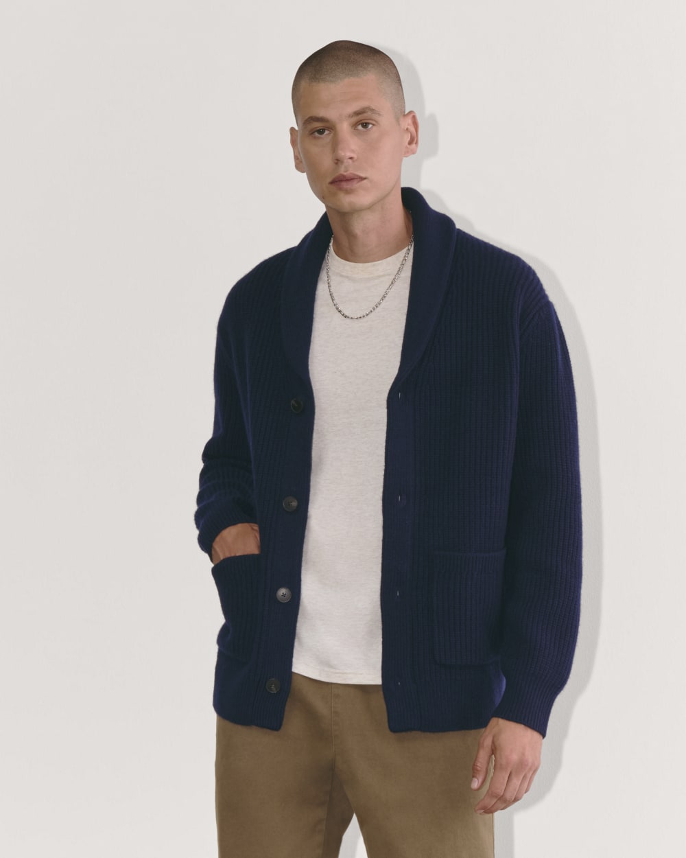 The Felted Merino Shawl Collar Cardigan | Deep Navy – Everlane