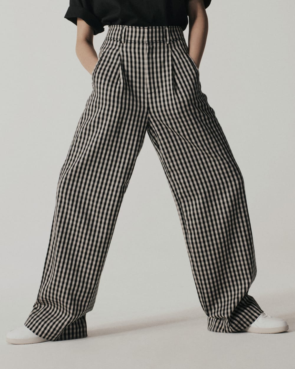womens-way-high-drape-pant-ankle-black-gingham | primary