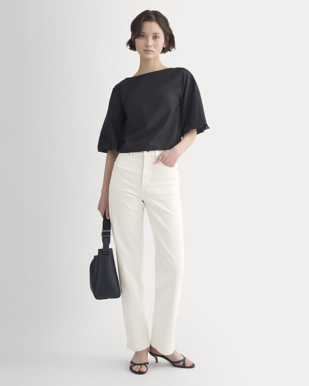 womens-bubble-sleeve-top-black