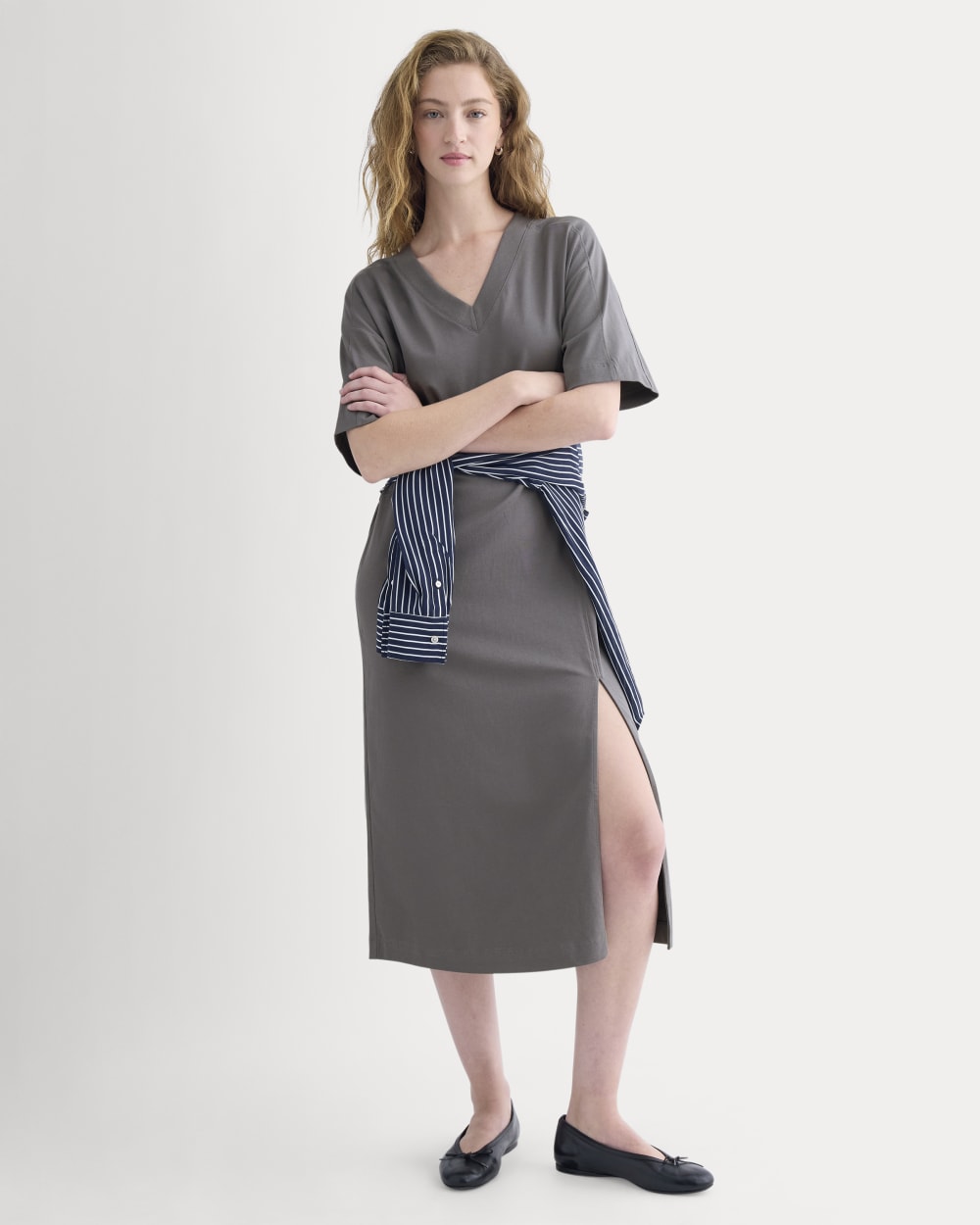 womens-weekend-tee-midi-dress-charcoal-grey | primary