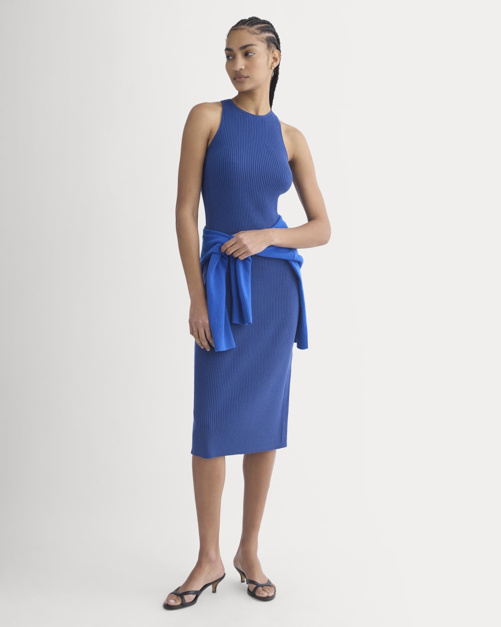 Everlane Cutaway Ribbed Midi Dress In Estate Blue, Size XL, Viscose Everlane Cutaway Ribbed Midi Dress In Estate Blue, Size XL, Viscose