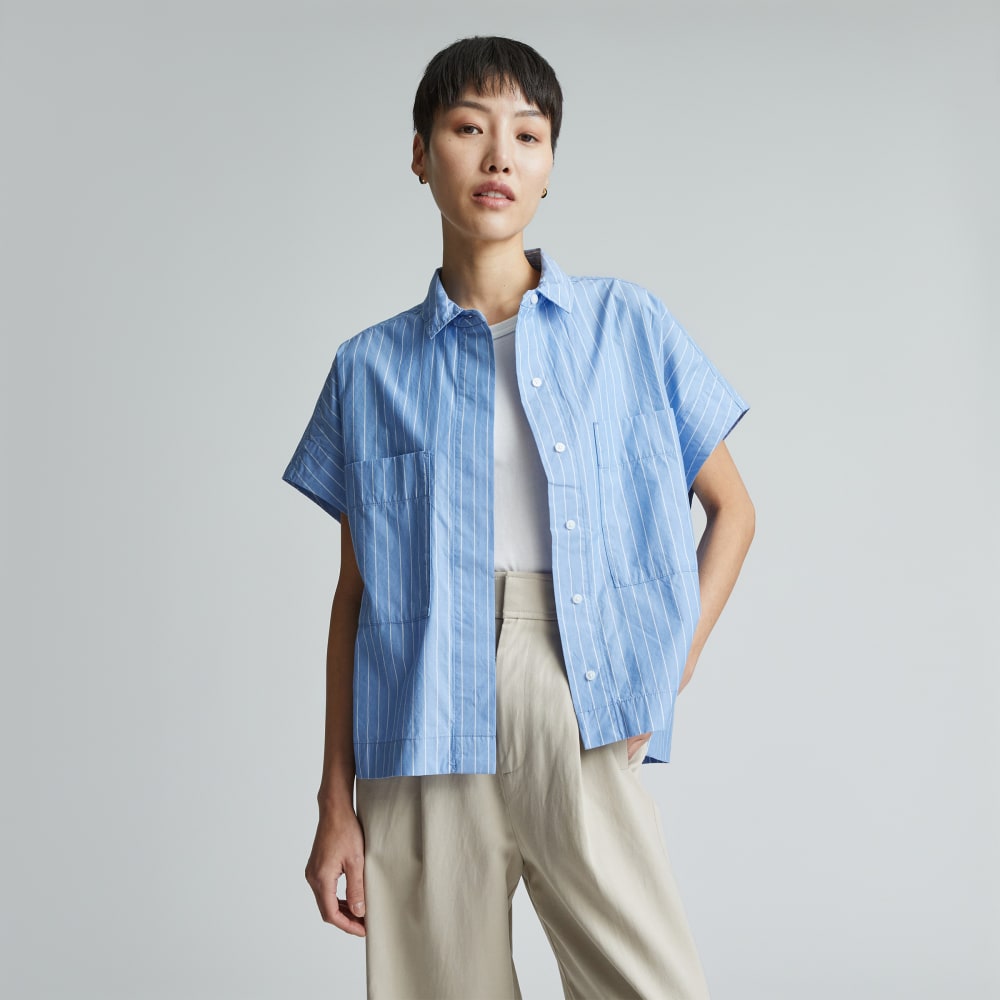 The Short-Sleeve Box Shirt | Mariner Blue / White – Everlane
