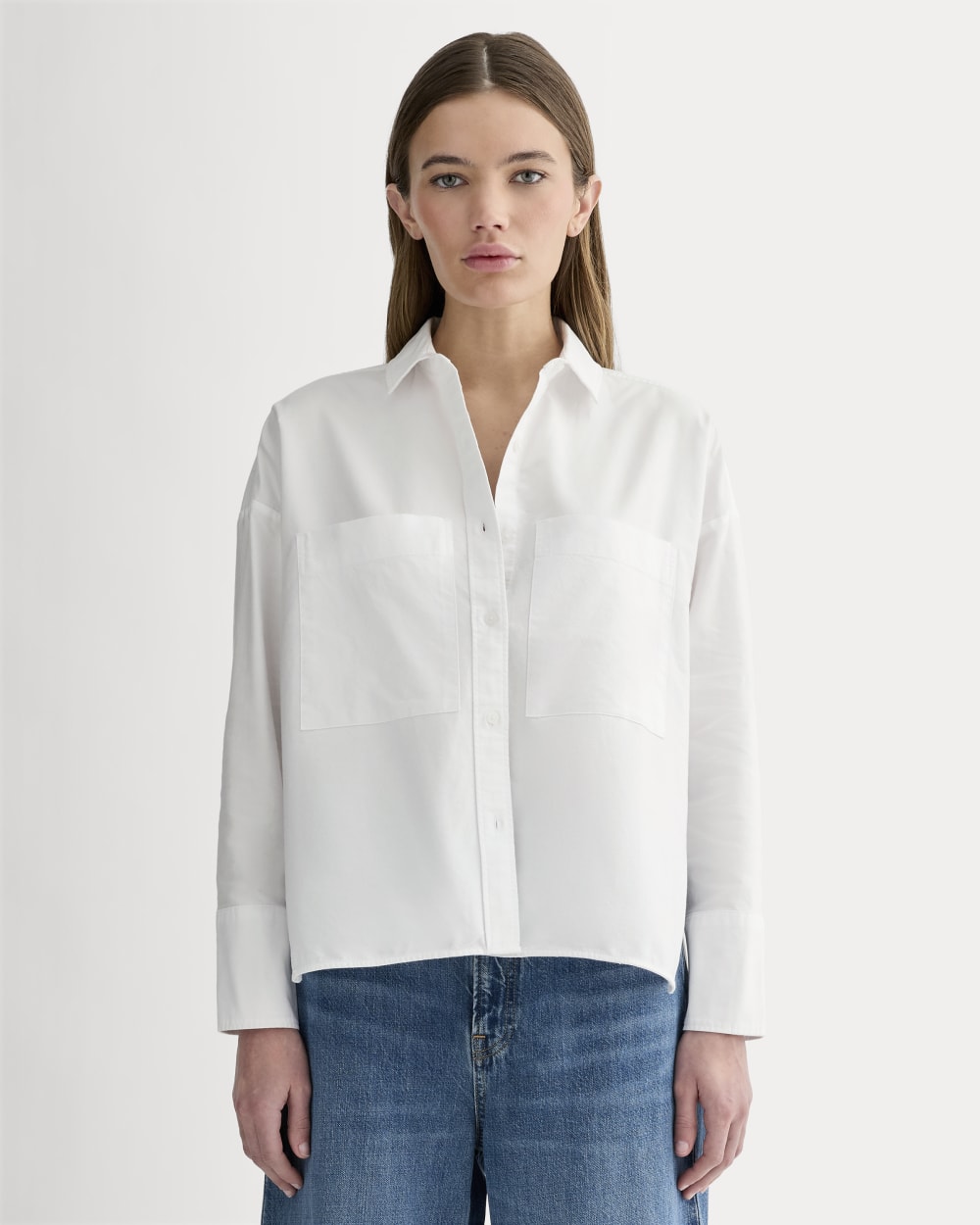 The Boxy Oxford | White – Everlane