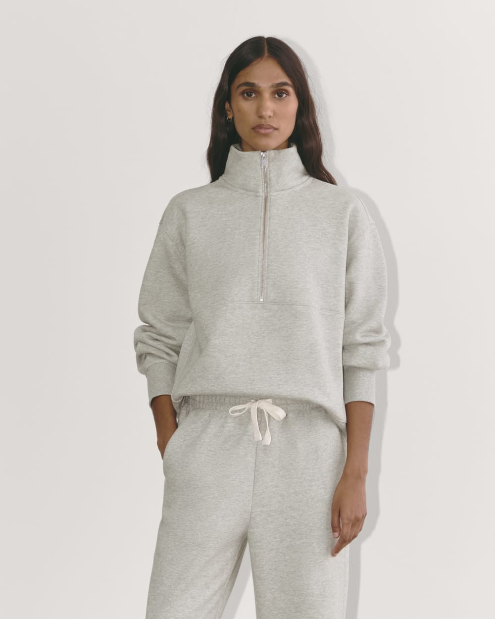 英　0527 Luxe Fleece Half-Zip Sweatshirt | Heathered Grey – Everlane