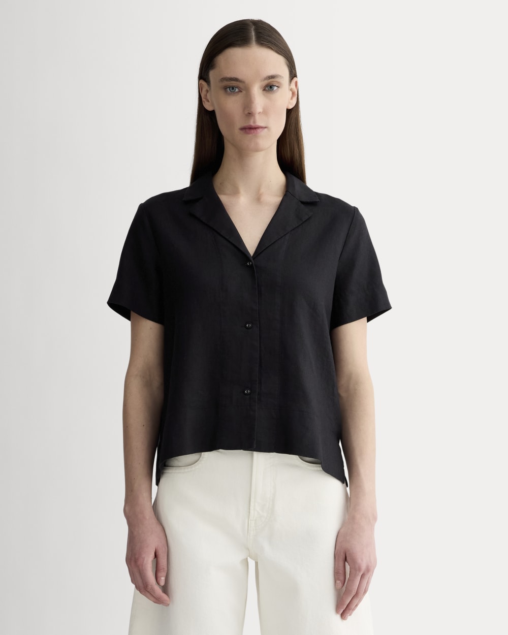 The Notch Shirt in Linen | Black – Everlane