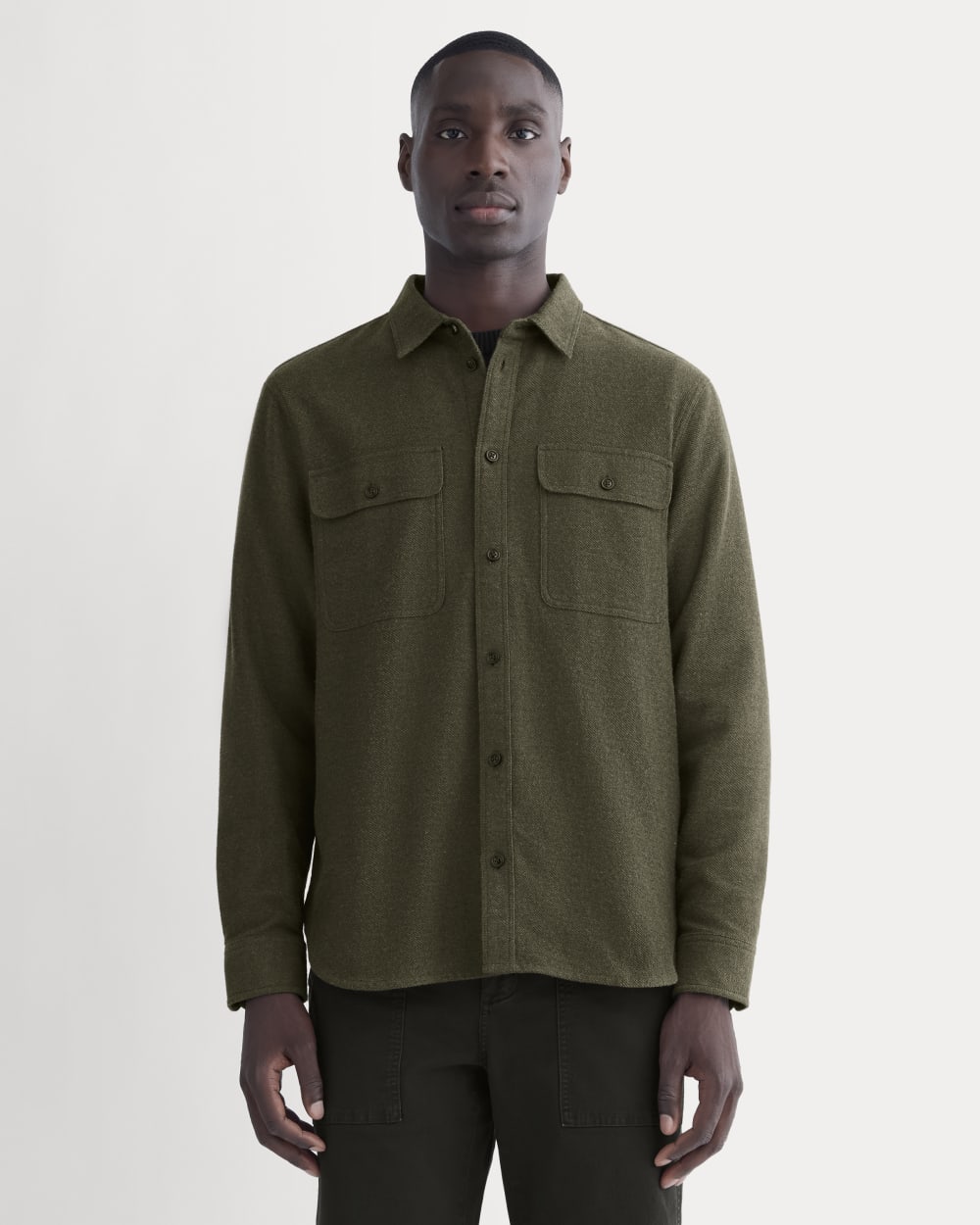 The Heavyweight Overshirt Uniform Heathered Green – Everlane