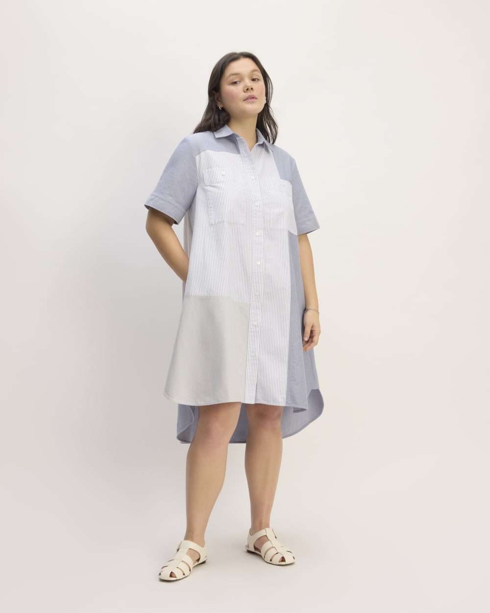 The Everlane x Marques' Almeida Patchwork Daytripper Dress | Blue Stri The Everlane x Marques' Almeida Patchwork Daytripper Dress | Blue Stri
