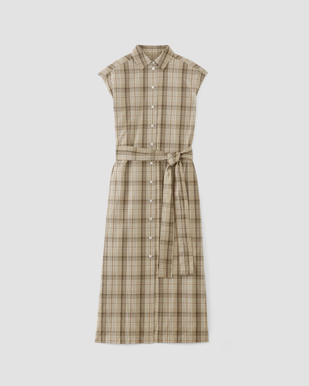 womens-supima-cotton-ss-shirt-dress-pale-khaki-plaid | alt