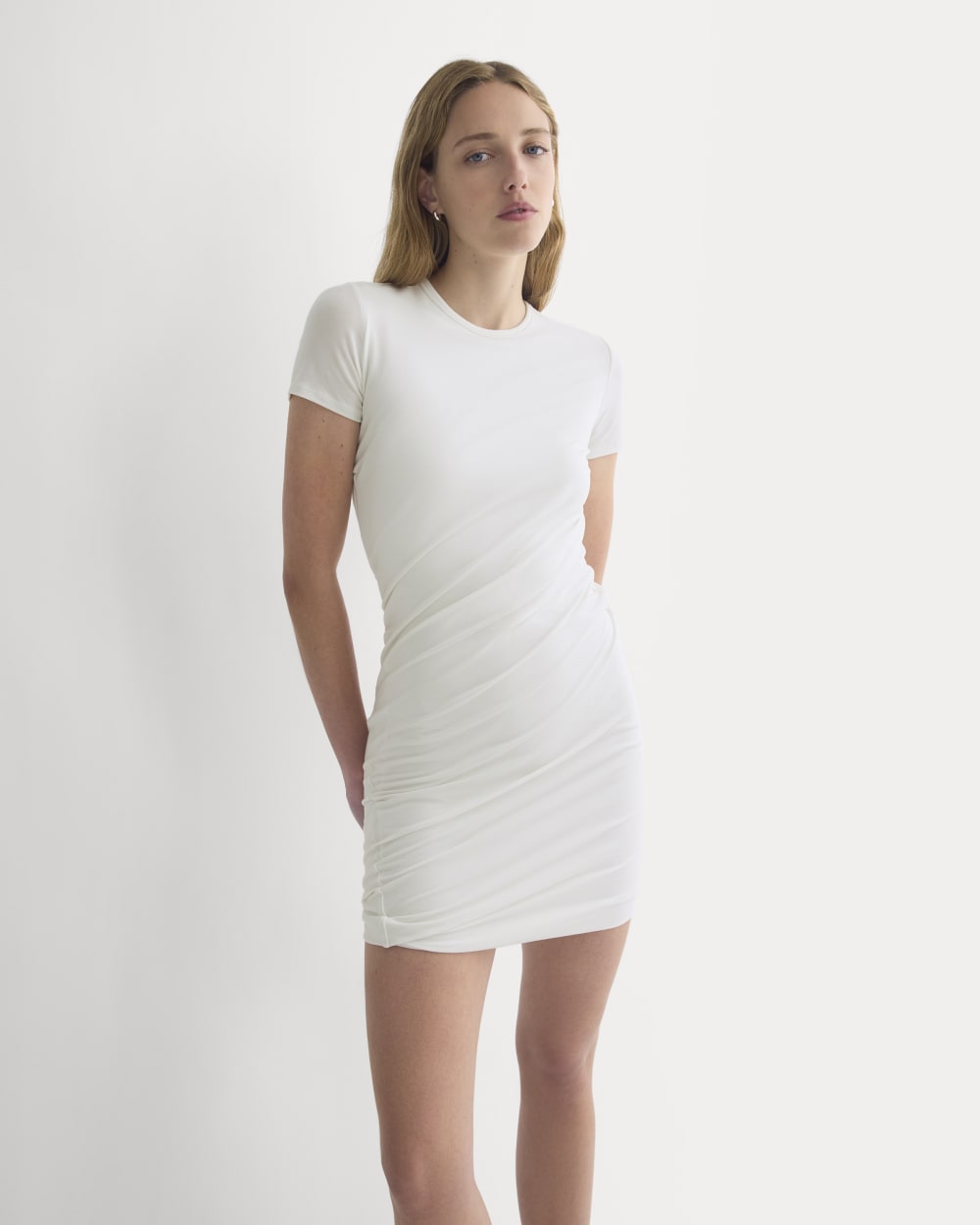womens-twisted-short-sleeve-crew-dress-bone | primary