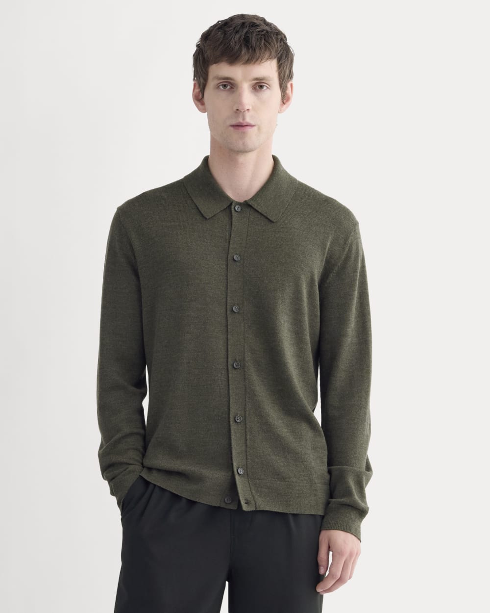 mens-ultrasoft-button-down-sweater-heather-beech | primary