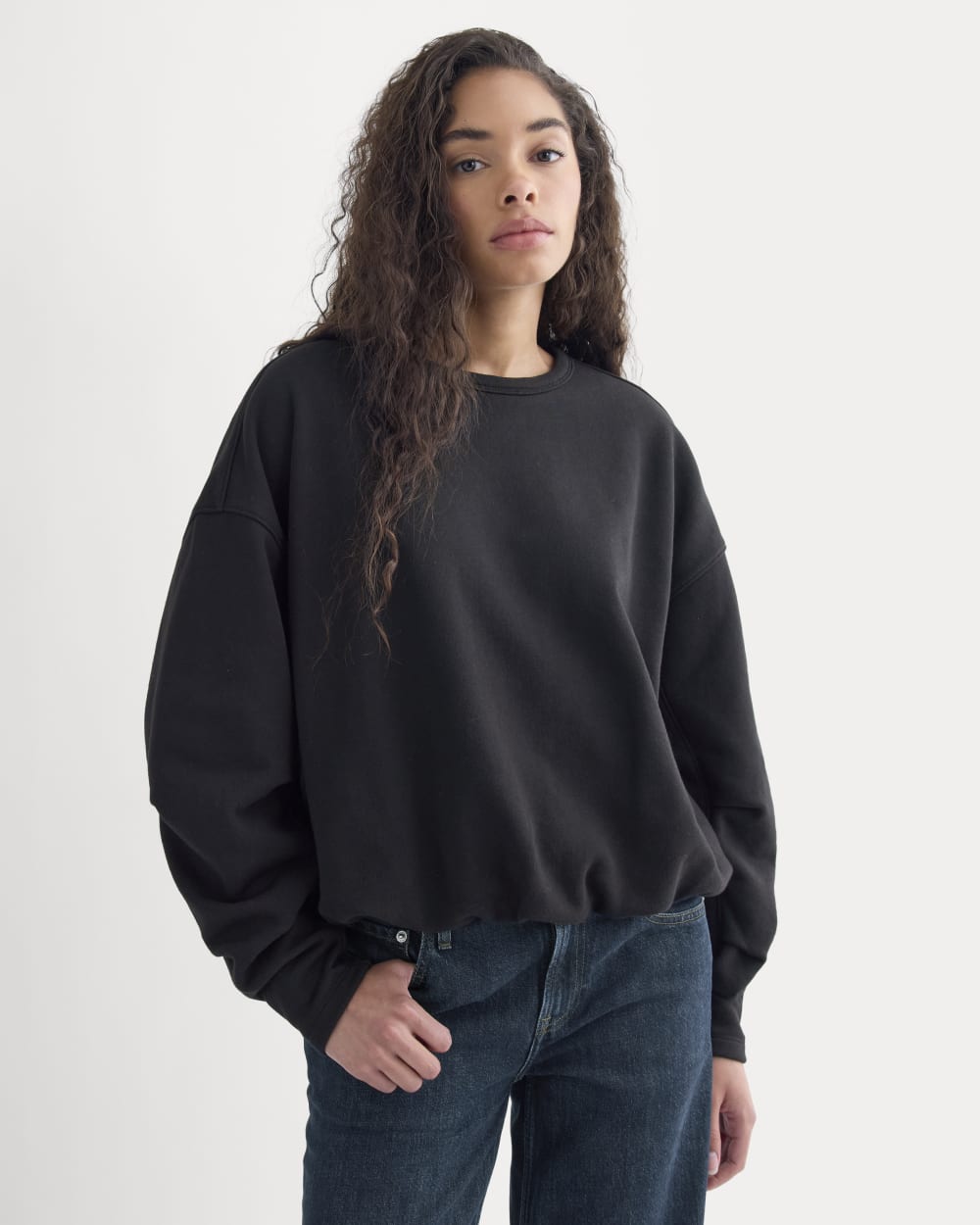 womens-light-terry-bubble-sweatshirt-black | primary