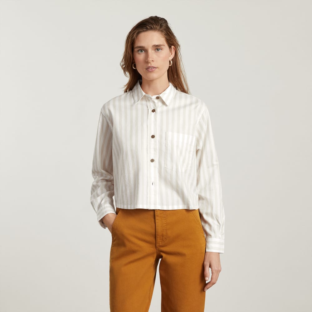 womens-silky-cttn-cropped-shirt-sand-white | primary