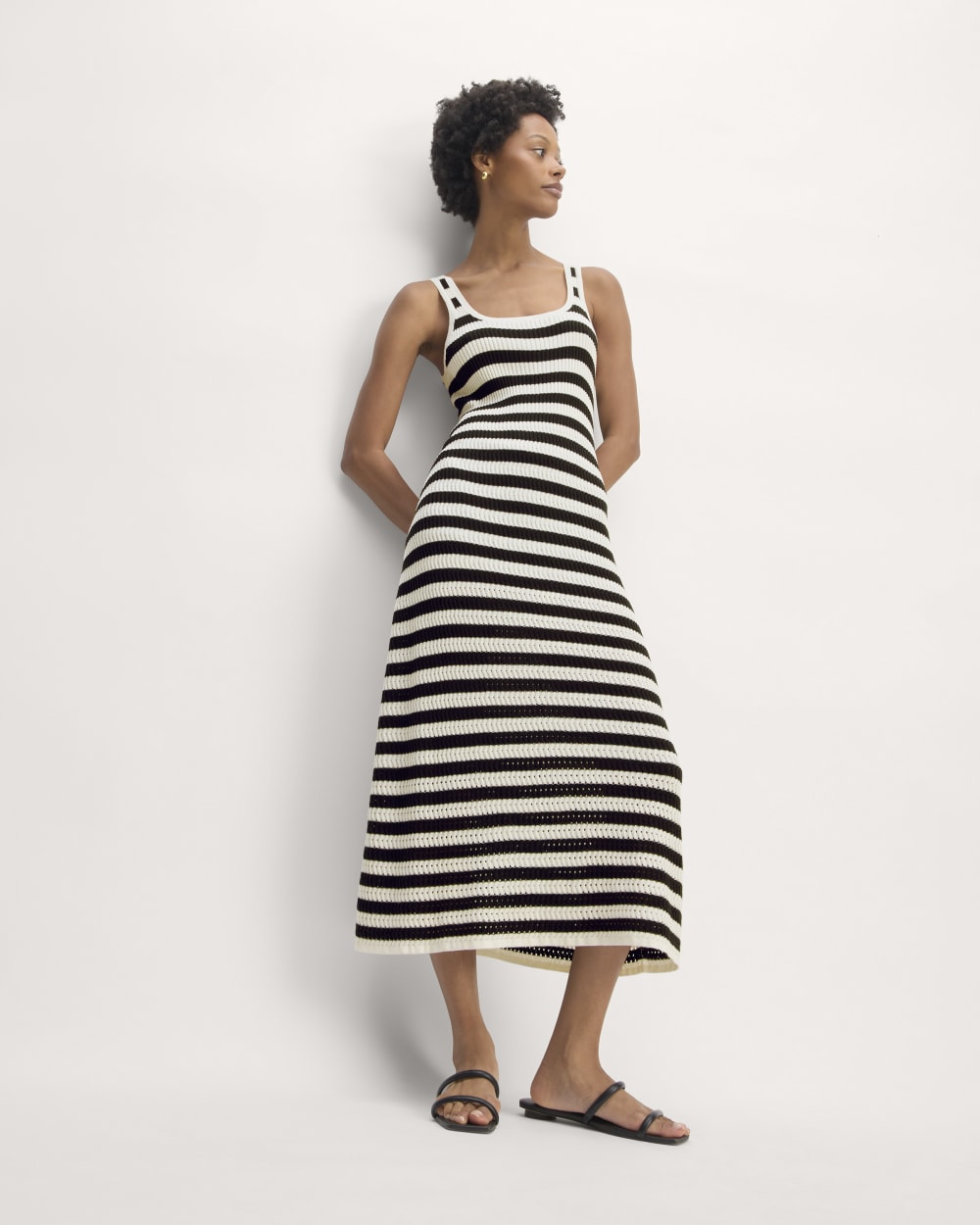 The Crochet Knit Tank Dress | Bone / Black Everlane The Crochet Knit Tank Dress | Bone / Black Everlane