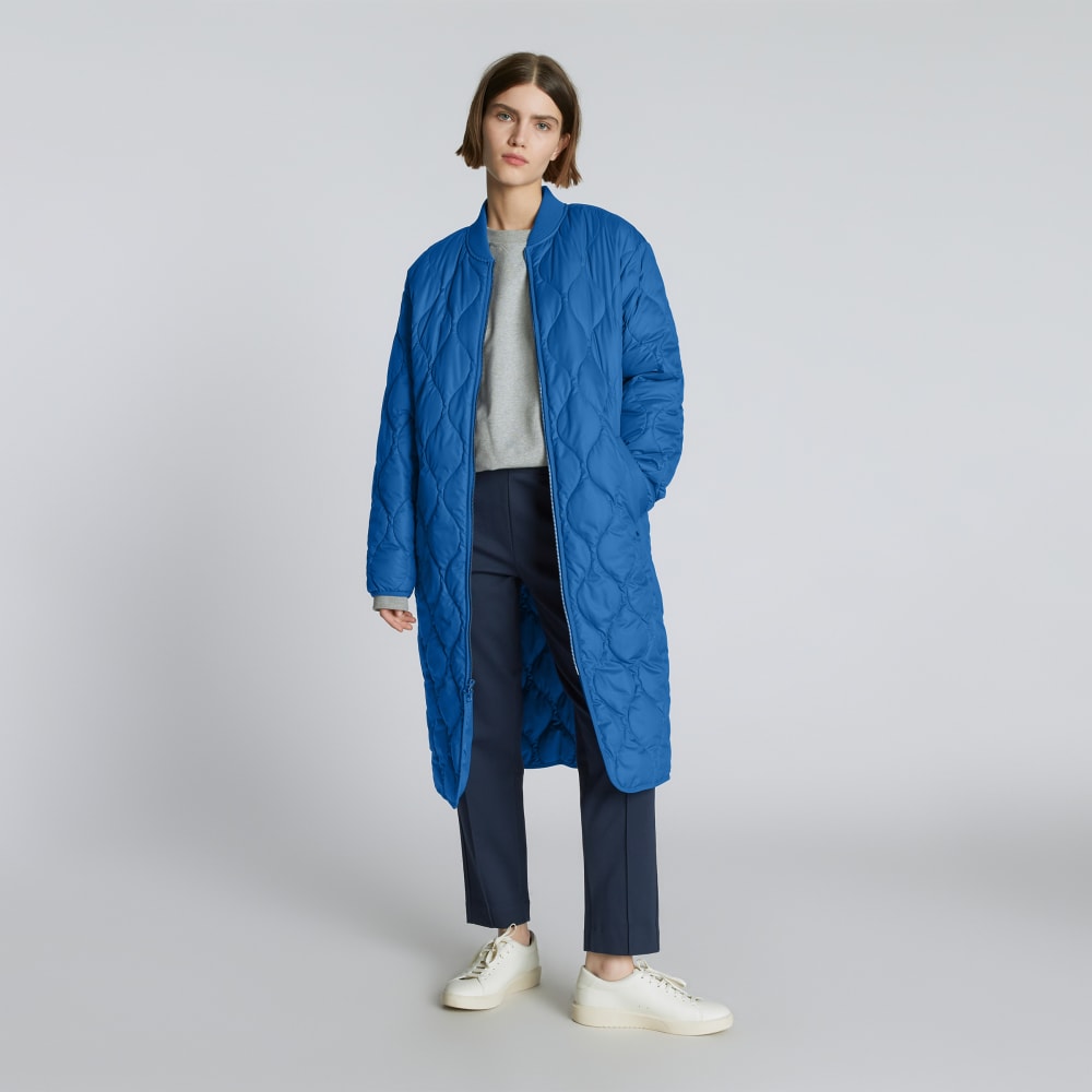 ジャケット・アウター STRETCH POLYESTER LONG LINER COAT The ReNew Long Liner | Lapis Blue – Everlane
