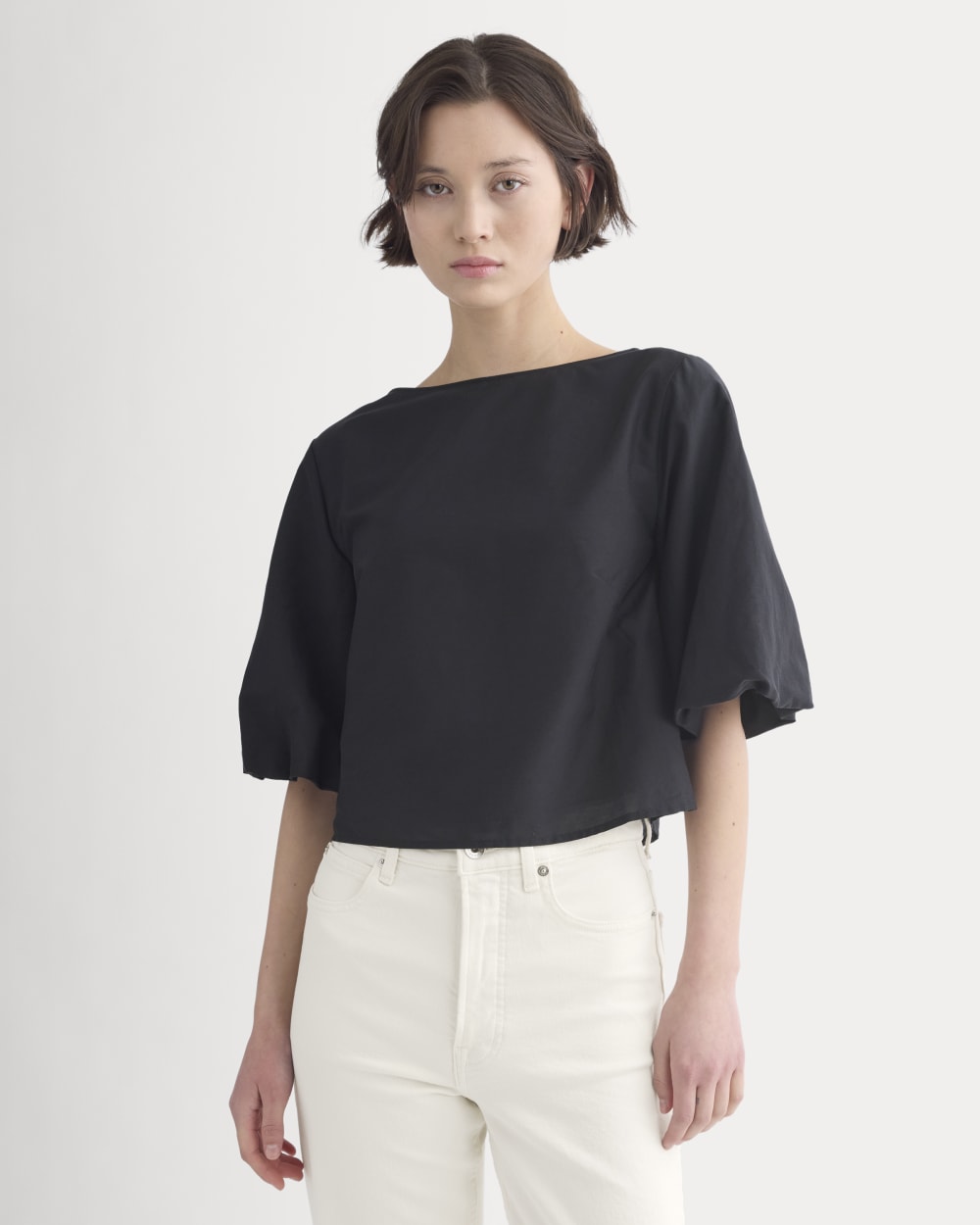 womens-bubble-sleeve-top-black | primary