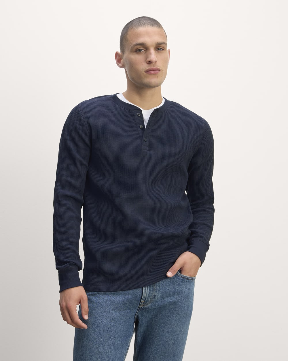 トップス Waffle henley neck long sleeve t-shirt Waffle T-Shirt | Henley Neck | Long Sleeve | UNIQLO US