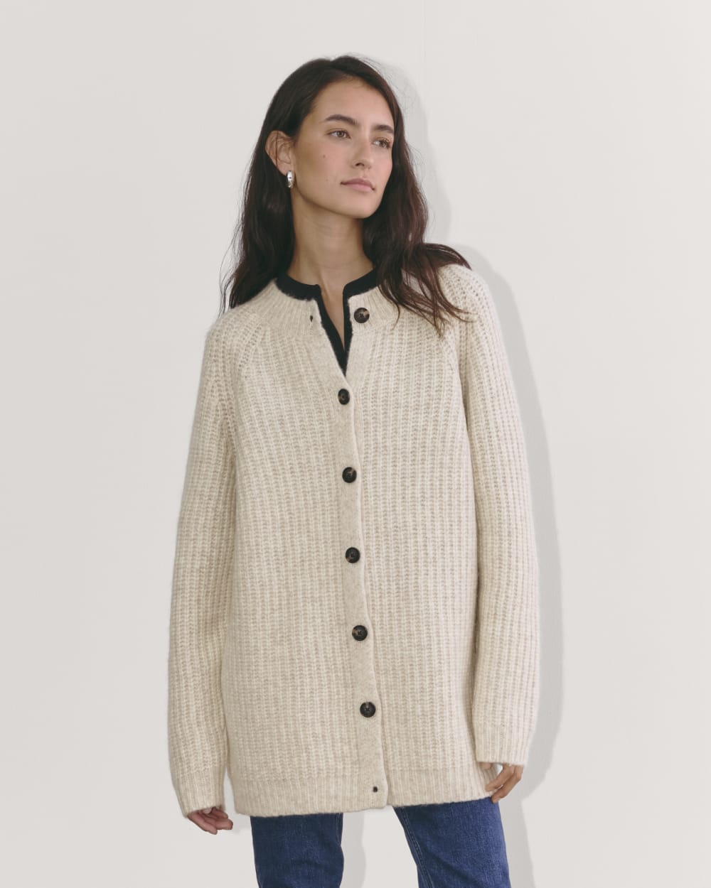 The Fisherman Cardigan in Cloud | Heathered Oat – Everlane