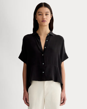 The Boxy Shirt in Washable Silk | Black
