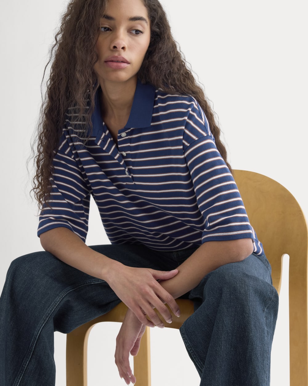 womens-pique-boxy-polo-estate-blue-henna-gardenia | primary