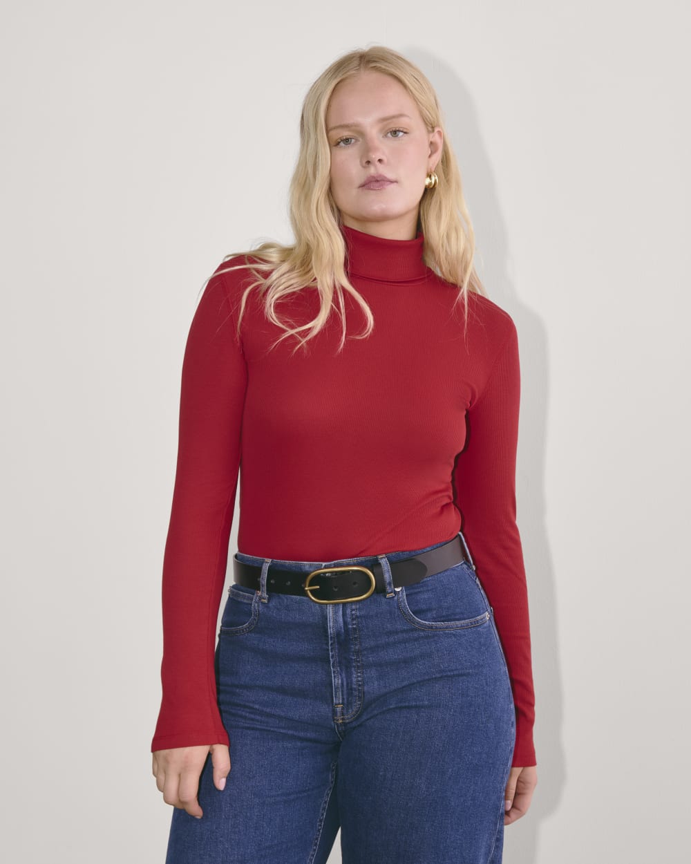 The Luxe Rib Turtleneck | Berry Red – Everlane