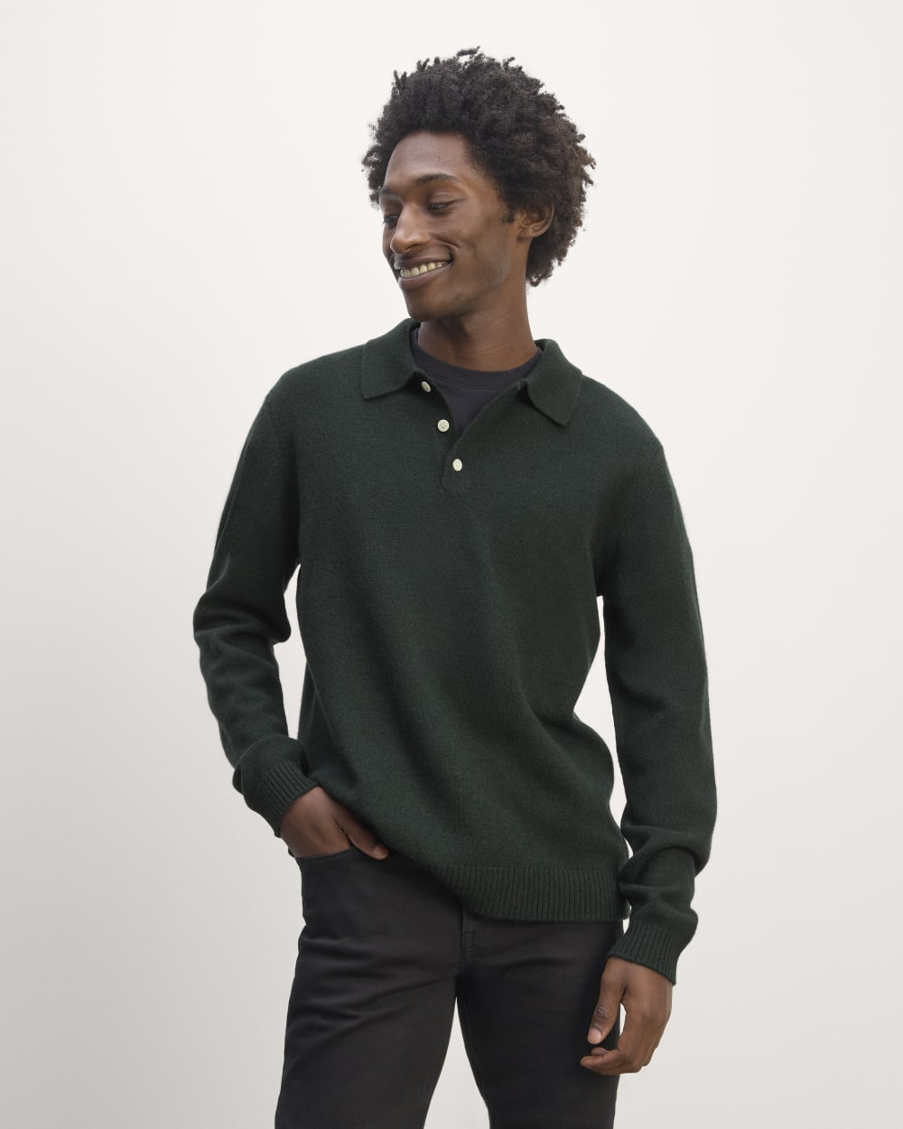 The Classic Polo in Luxe Merino Heather Scarab Green – Everlane