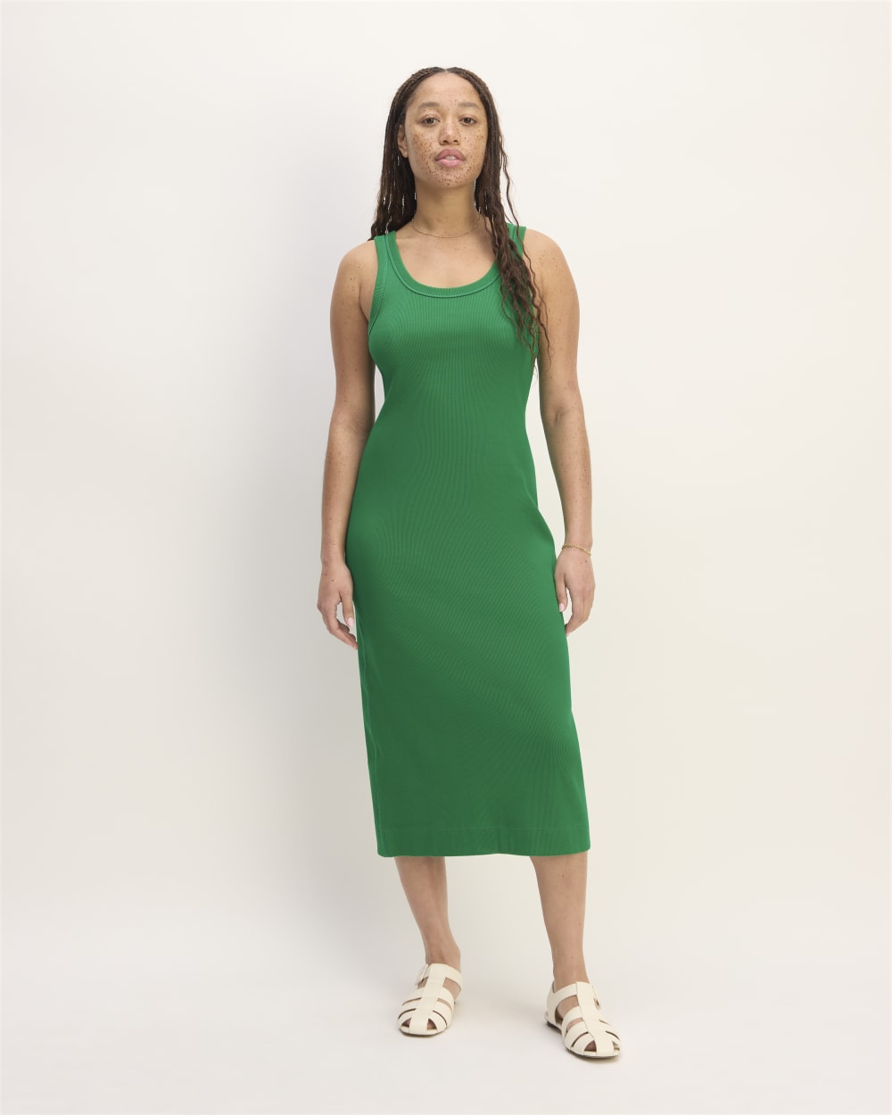 slim fit dress slacks The Rib-Knit Cap-Sleeve Midi Dress main image 0