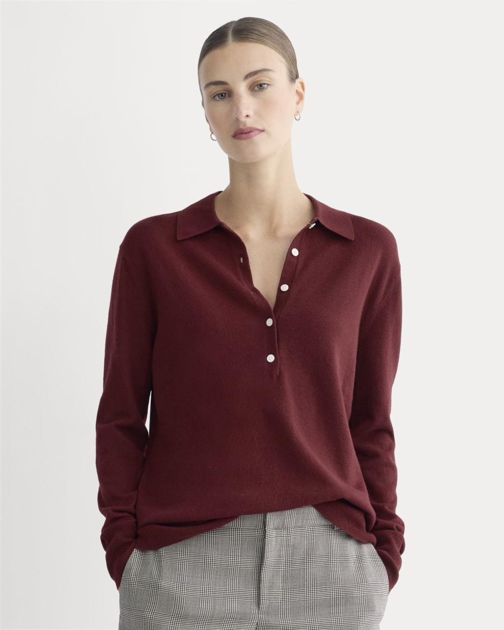 Oversized Polo Sweater in Cotton Merino Deep Red – Everlane