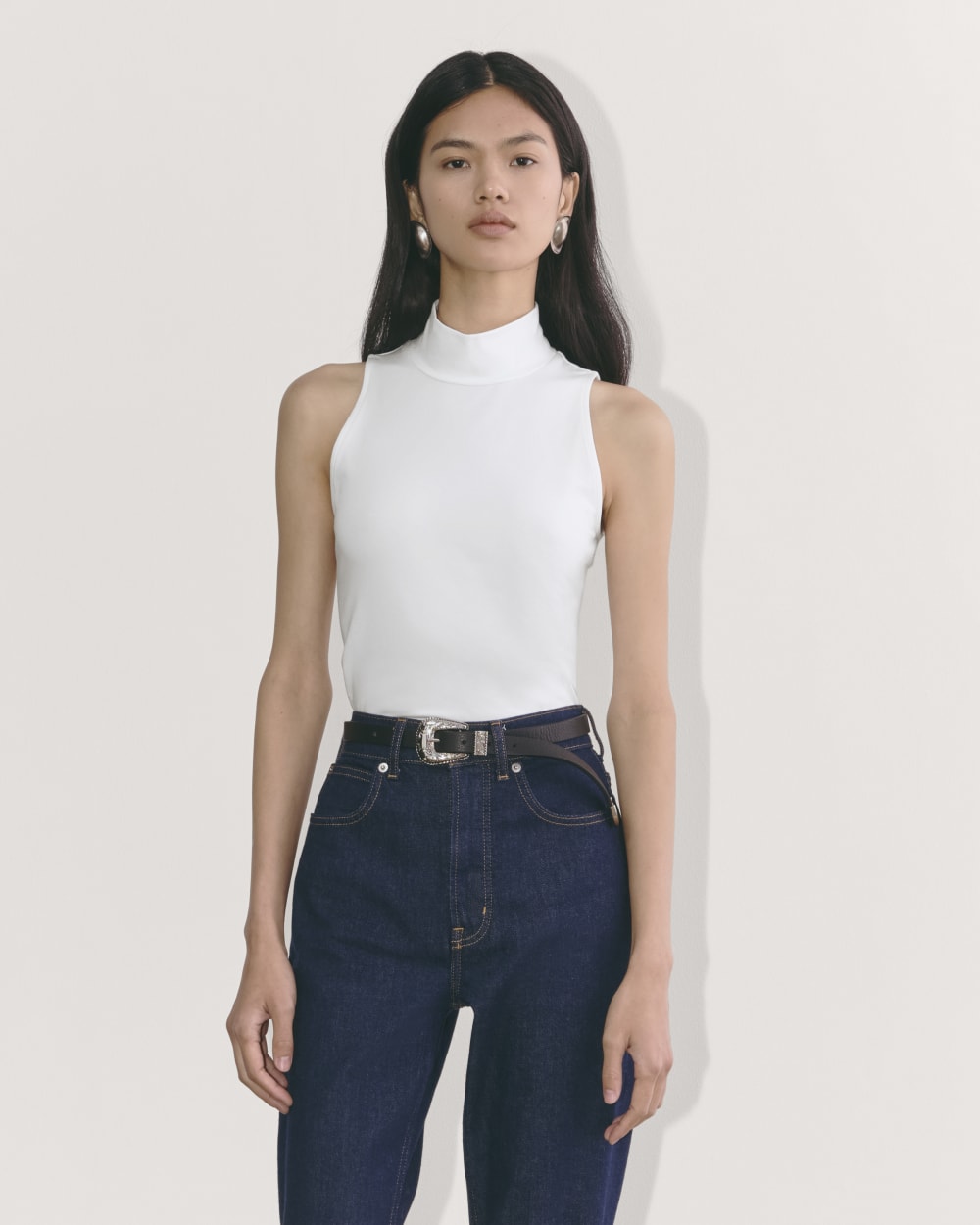 The Form Mock-Neck Tank White – Everlane