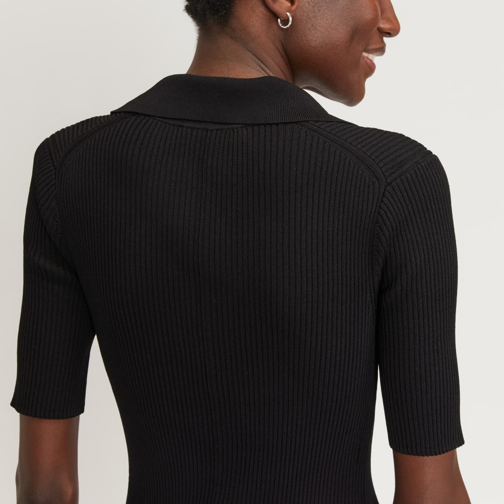 womens-ribbed-short-sleeve-polo-dress-black