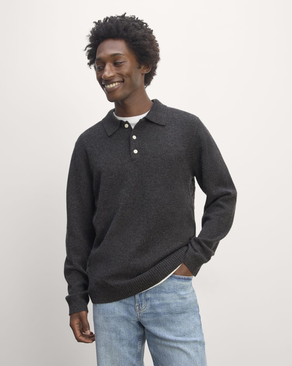 The Classic Polo in Luxe Merino | Charcoal – Everlane