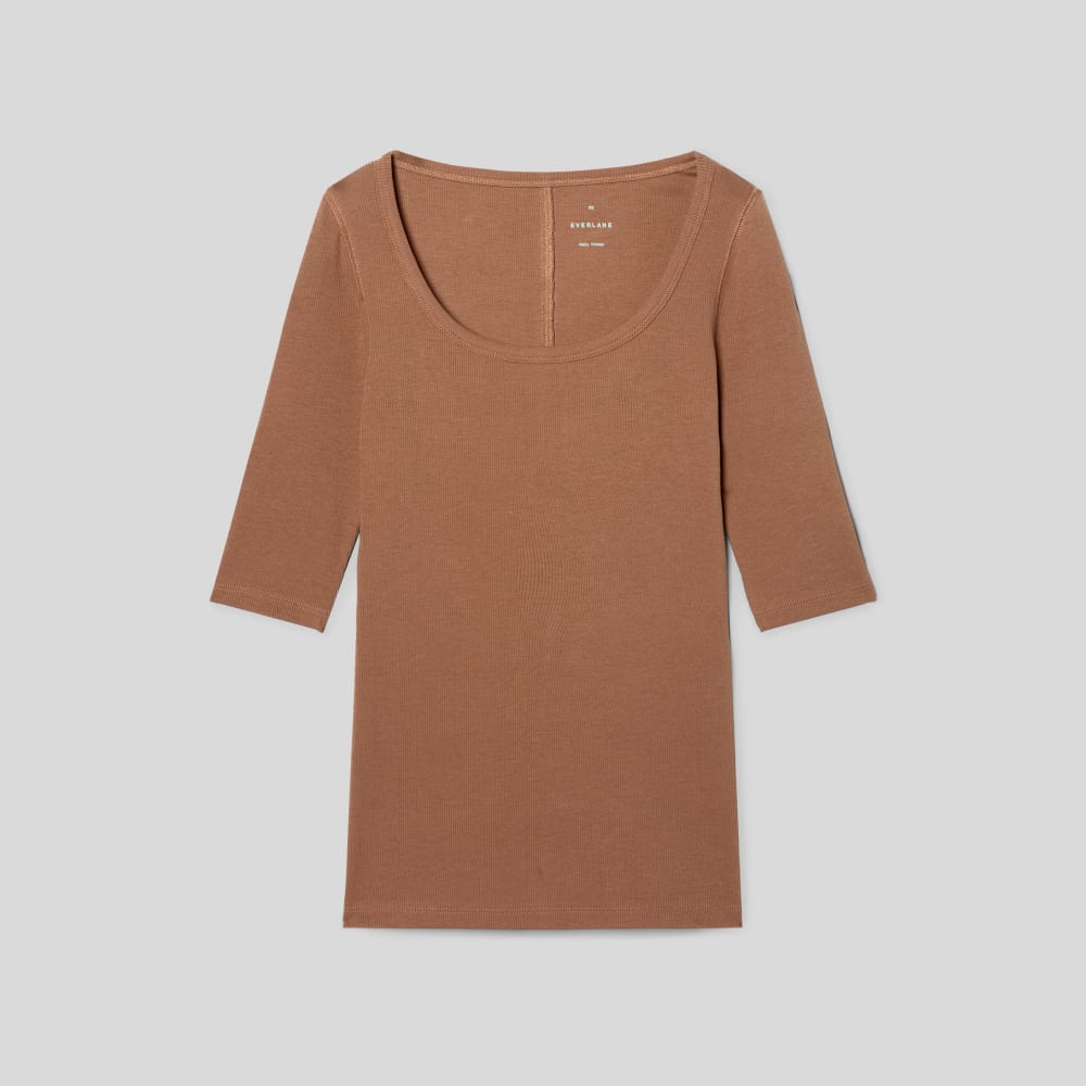 womens-pima-micro-rib-scoop-neck-cocoa-brown | alt