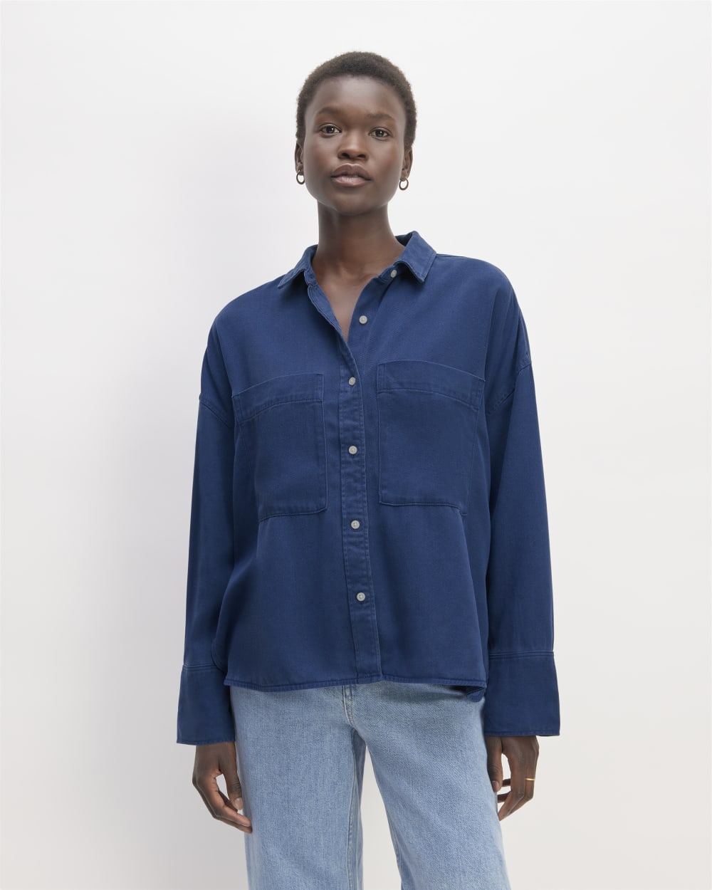 The Boxy Overshirt in Buttersoft | Bellwether Blue – Everlane