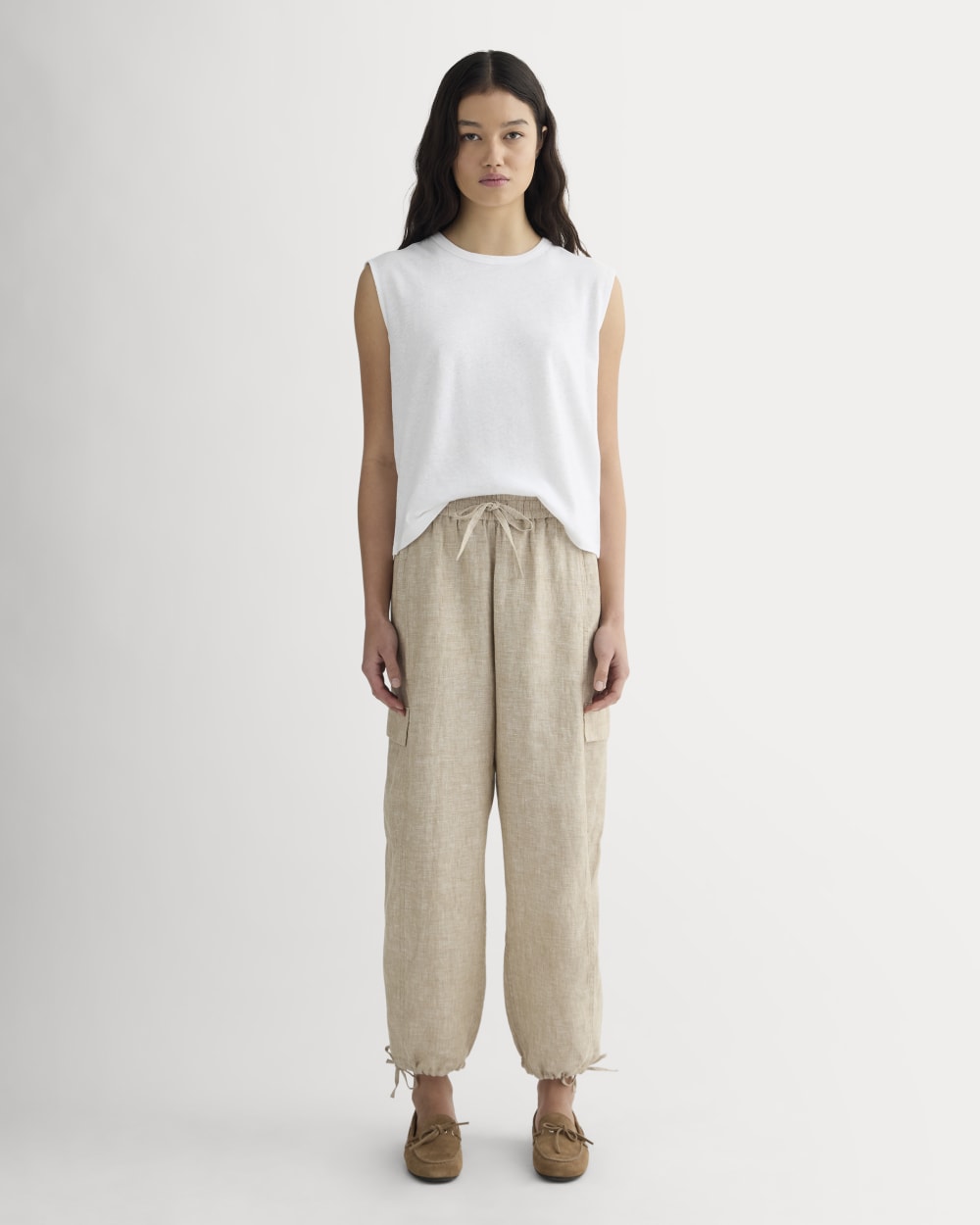 パンツ WIRROW linen cargo pants beige パンツ WIRROW linen cargo pants beige Cotton-linen cargo pants