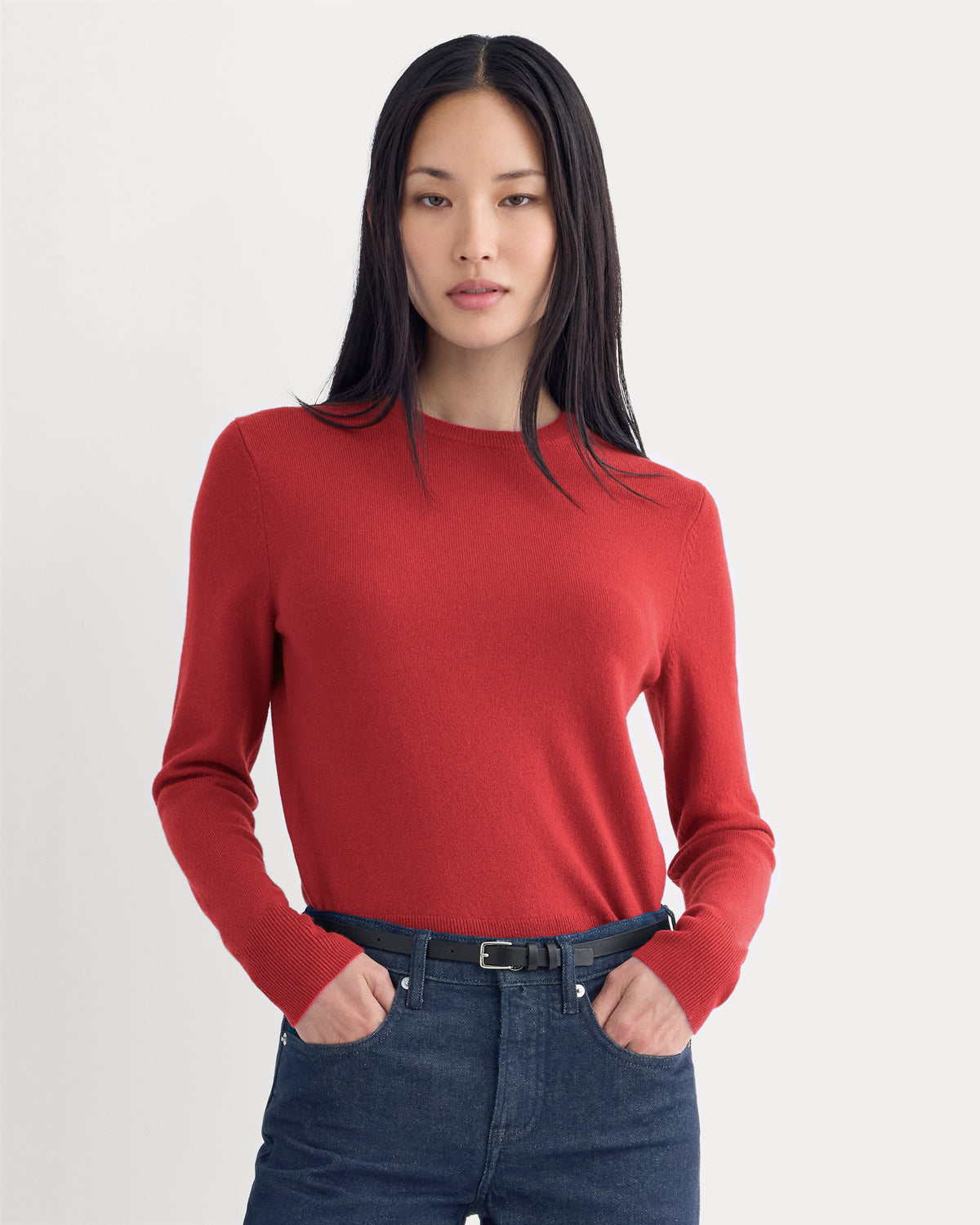 Cashmere Slim Crew Sweater | Vintage Red