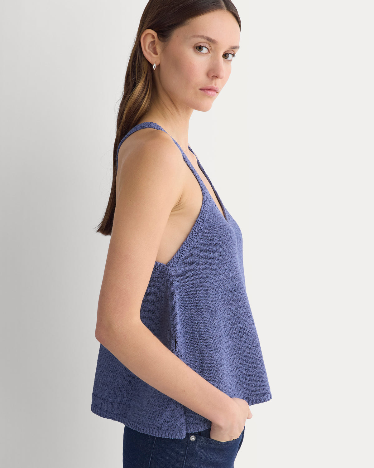 Racerback V-Neck Sweater | Blue Dusk